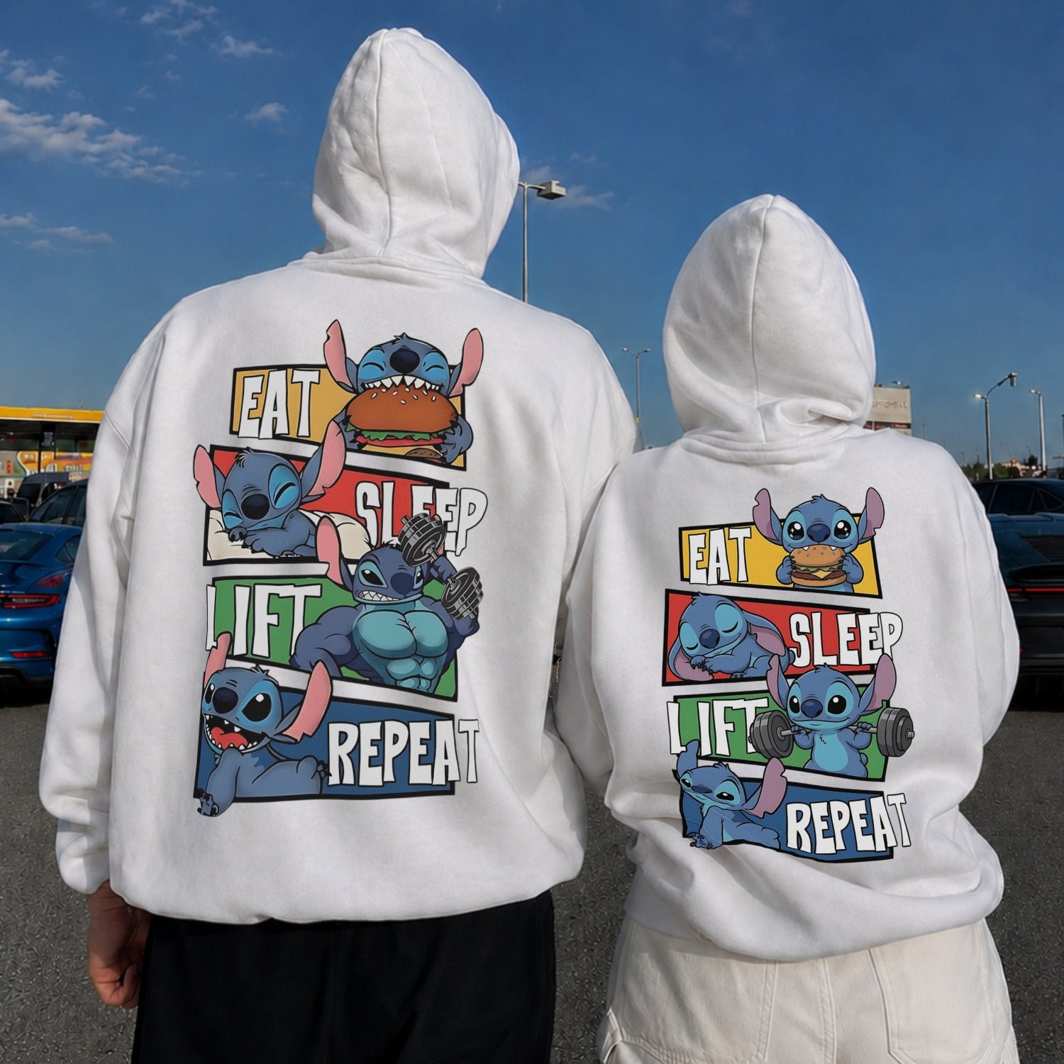 Eat Sleep Lift Repeat Couple Hoodie