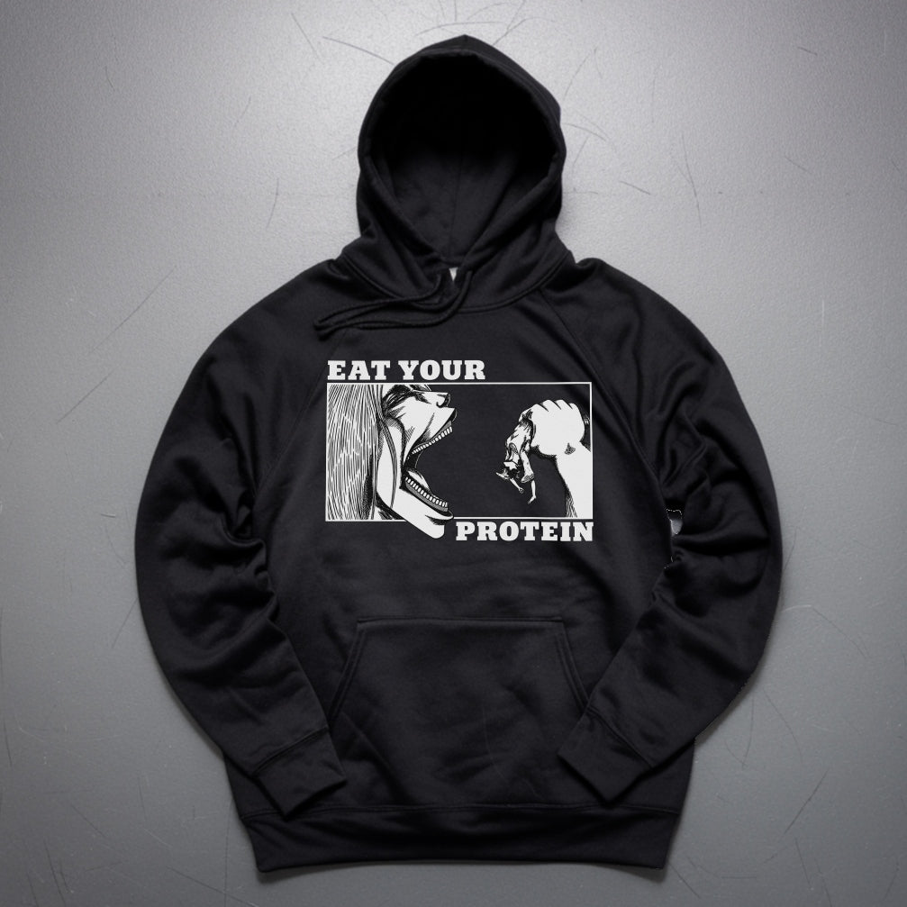EAT YOUR PROTEIN Premium Hoodie Schwarz