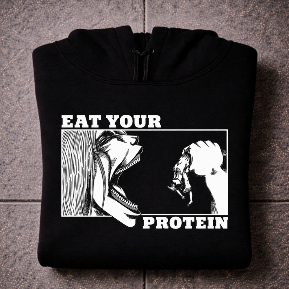 EAT YOUR PROTEIN Oversize Hoodie Schwarz