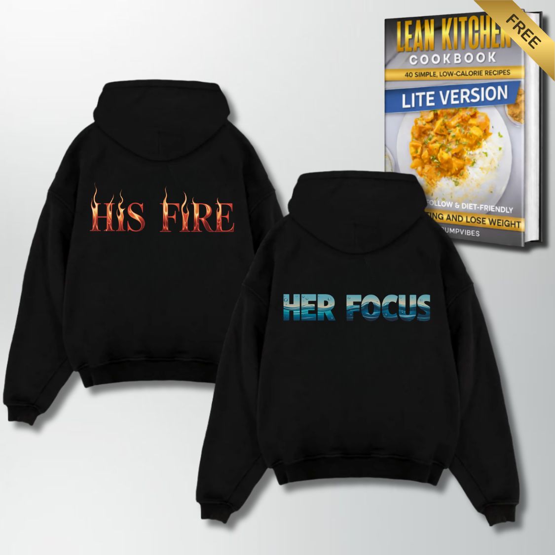 His Fire Her Focus Couple Oversize Hoodie