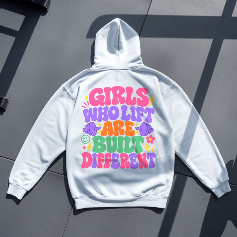 Girls Who Lift Are Built Different Premium Hoodie Weiß