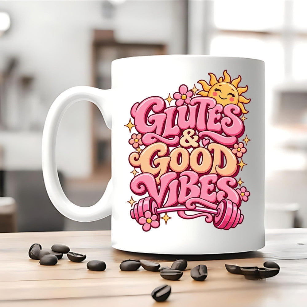 Glutes & Good Vibes Tasse Weiß