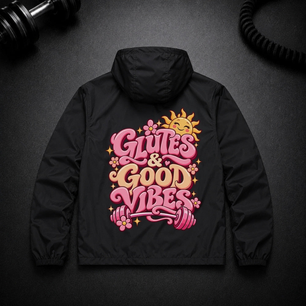 Glutes & Good Vibes Performance Jacket Schwarz Backprint