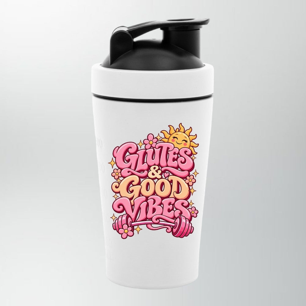 Glutes & Good Vibes Edelstahl Shaker Weiß