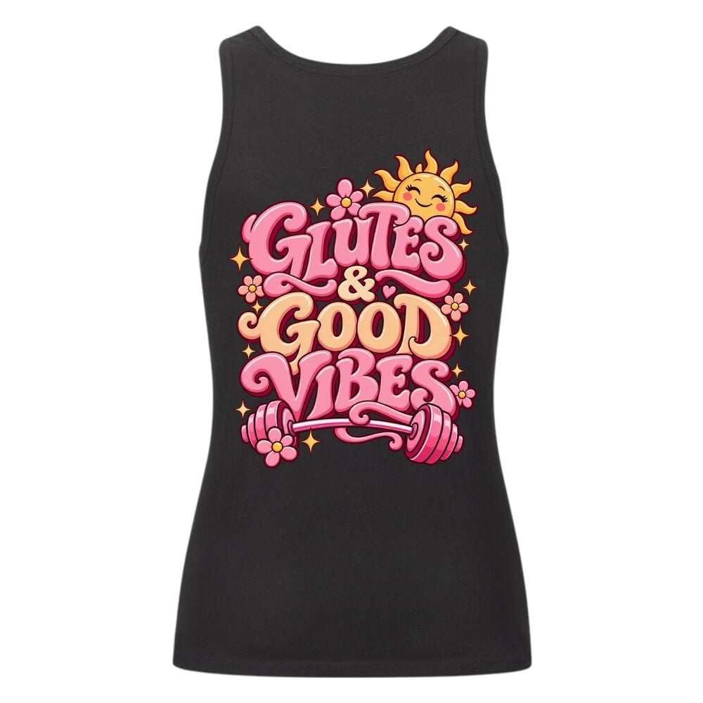 Glutes & Good Vibes Damen Tank Top Schwarz Backprint