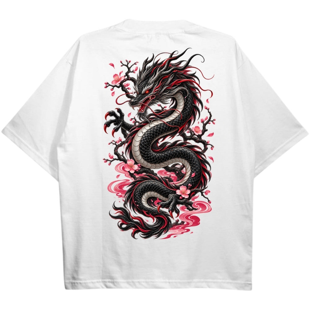 Red Dragon Oversize Shirt Weiß Backprint
