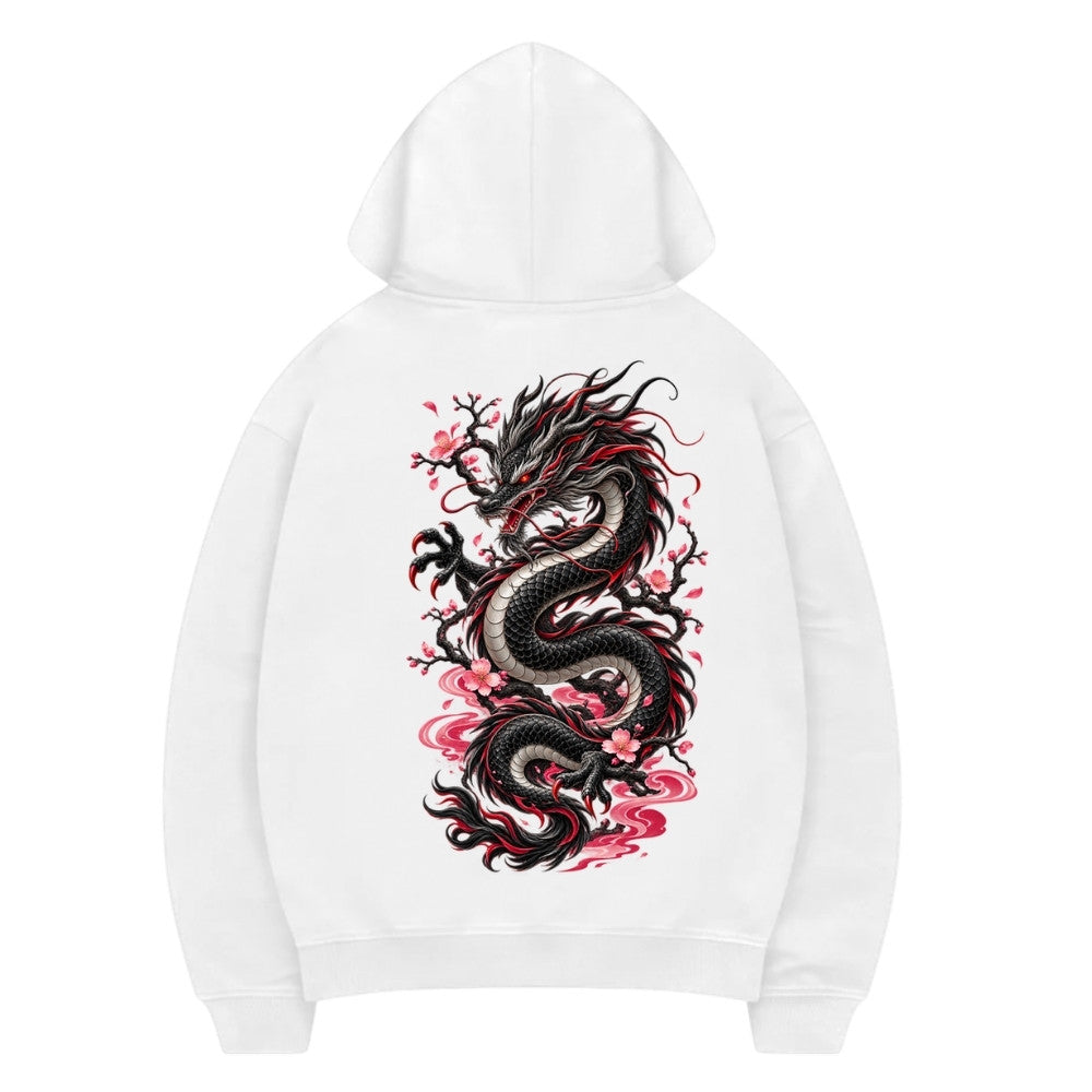 Red Dragon Premium Hoodie Weiß Backprint