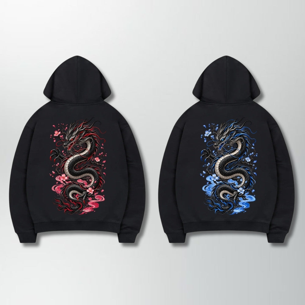 Eternal Dragons Couple Hoodie Schwarz Backprint