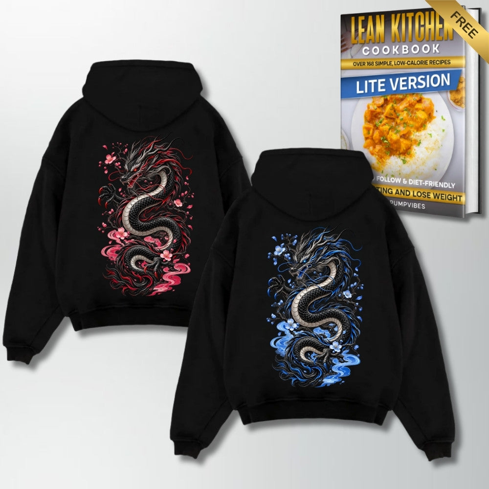 Eternal Dragons Couple Oversize Hoodie Schwarz