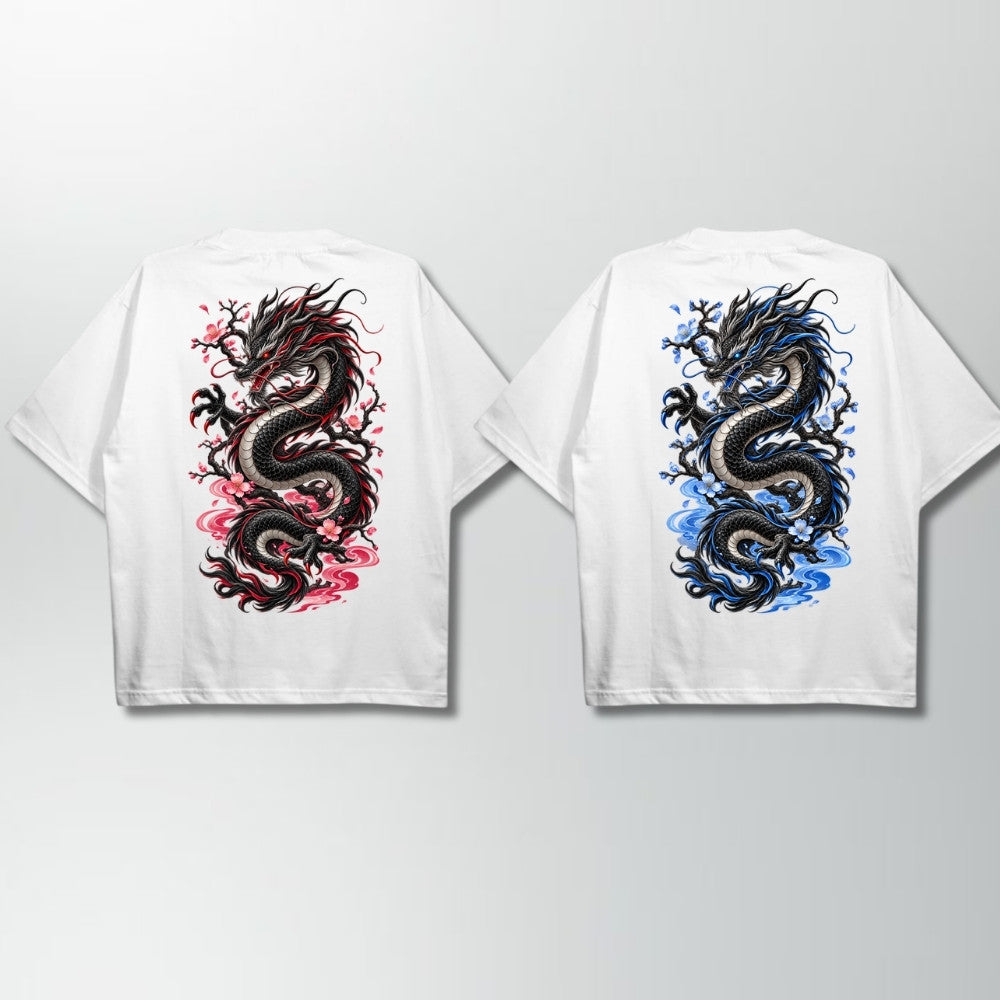 Eternal Dragons Couple Shirt Weiß Backprint