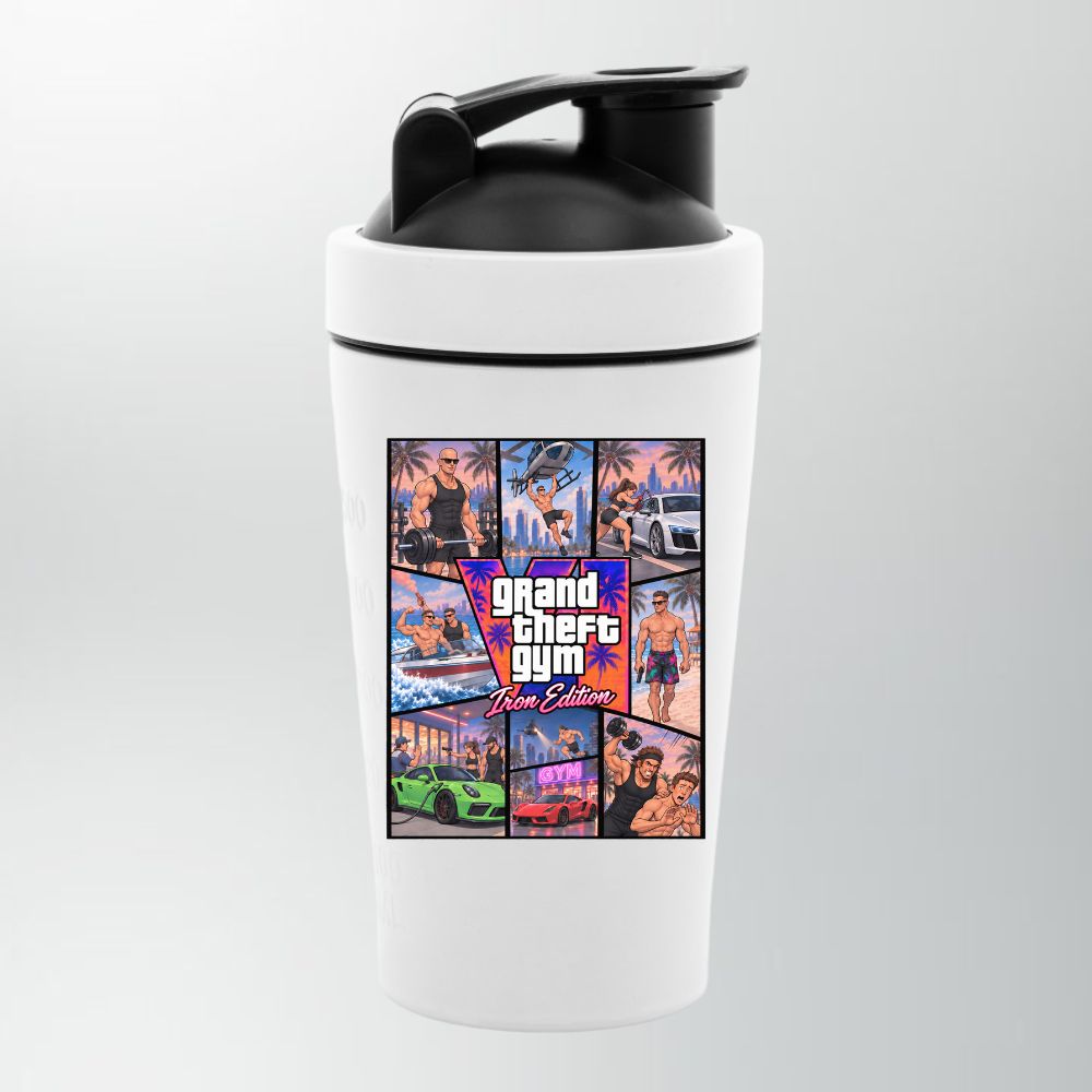 Grand Theft Gym GTA Iron Edition Edelstahl Shaker