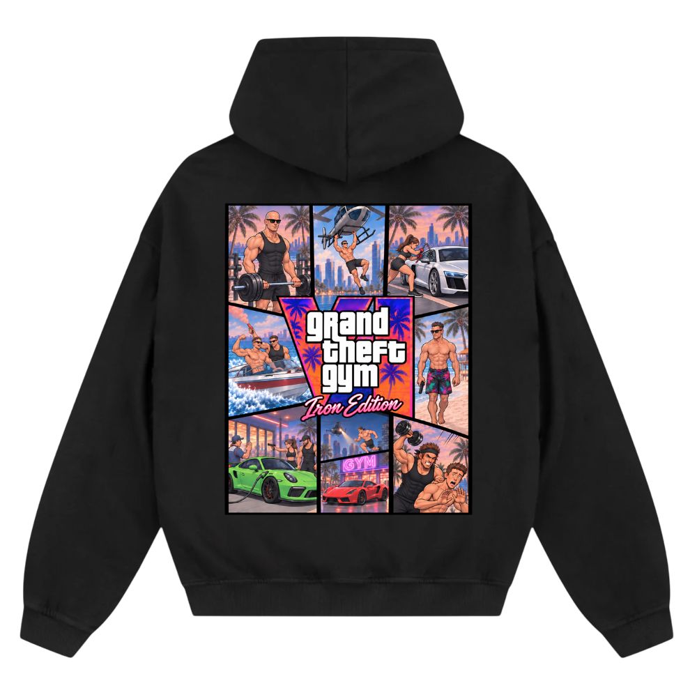 Grand Theft Gym GTA Iron Edition Oversize Zipper Hoodie