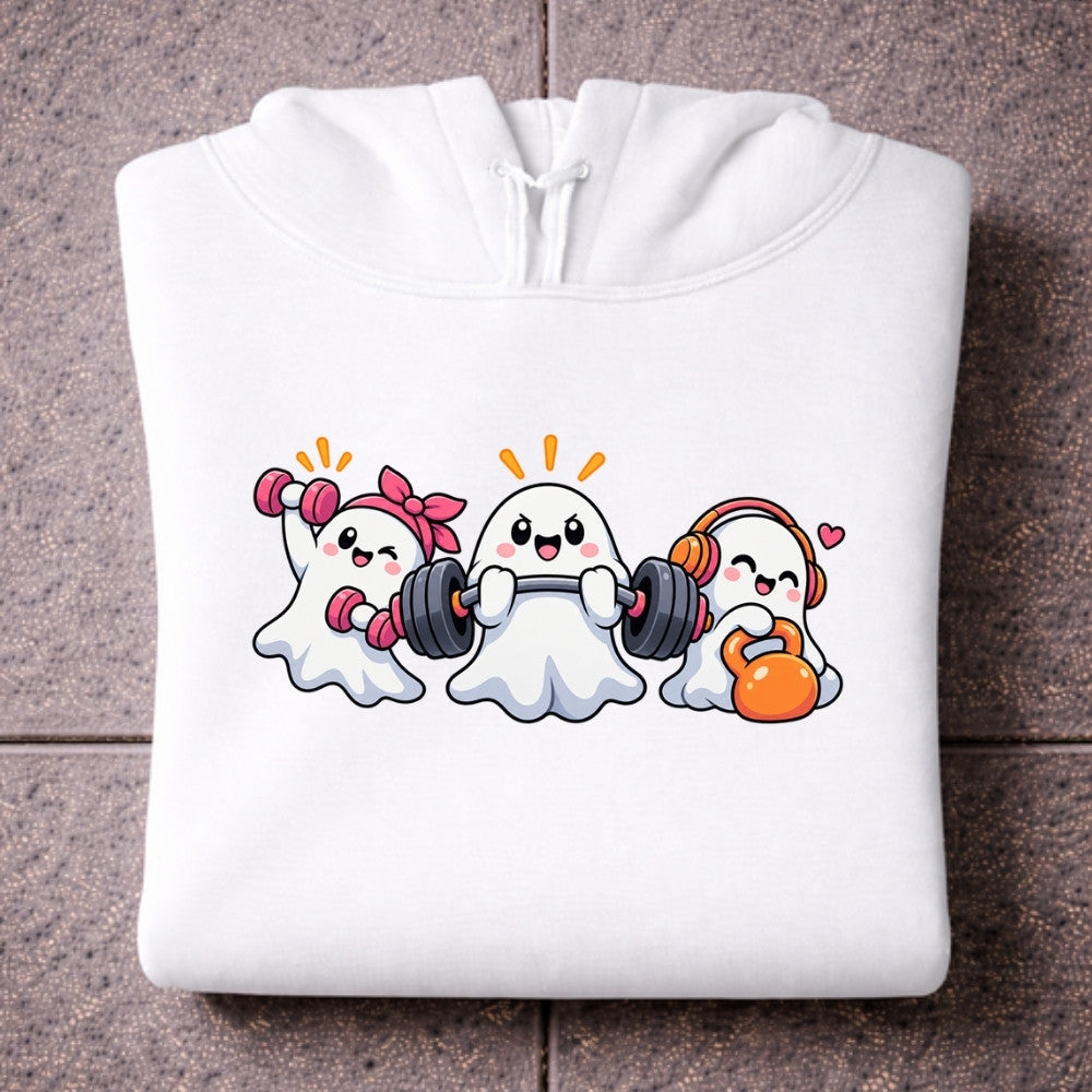 GHOST GAINS Oversize Hoodie Weiß Frontprint