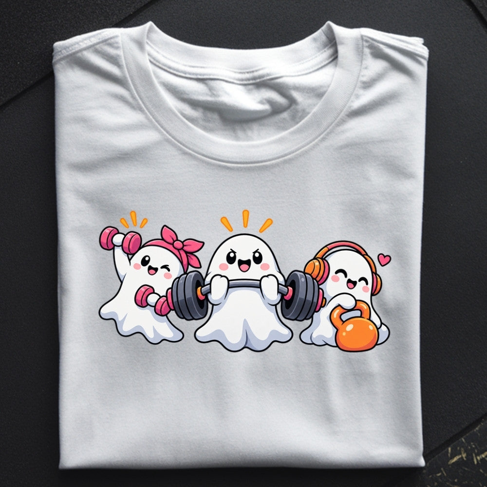 GHOST GAINS Oversize Shirt Weiß Frontprint