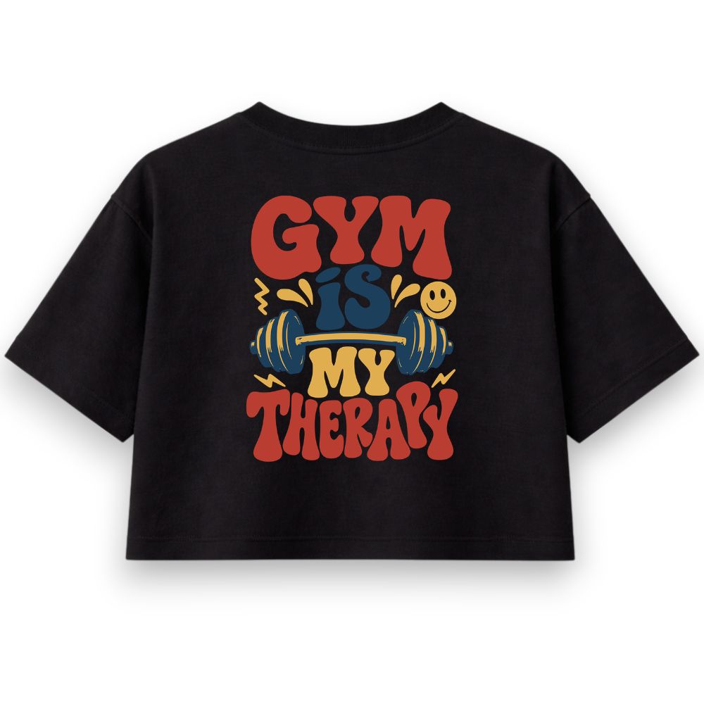 Gym Is My Therapy Oversize Crop Top