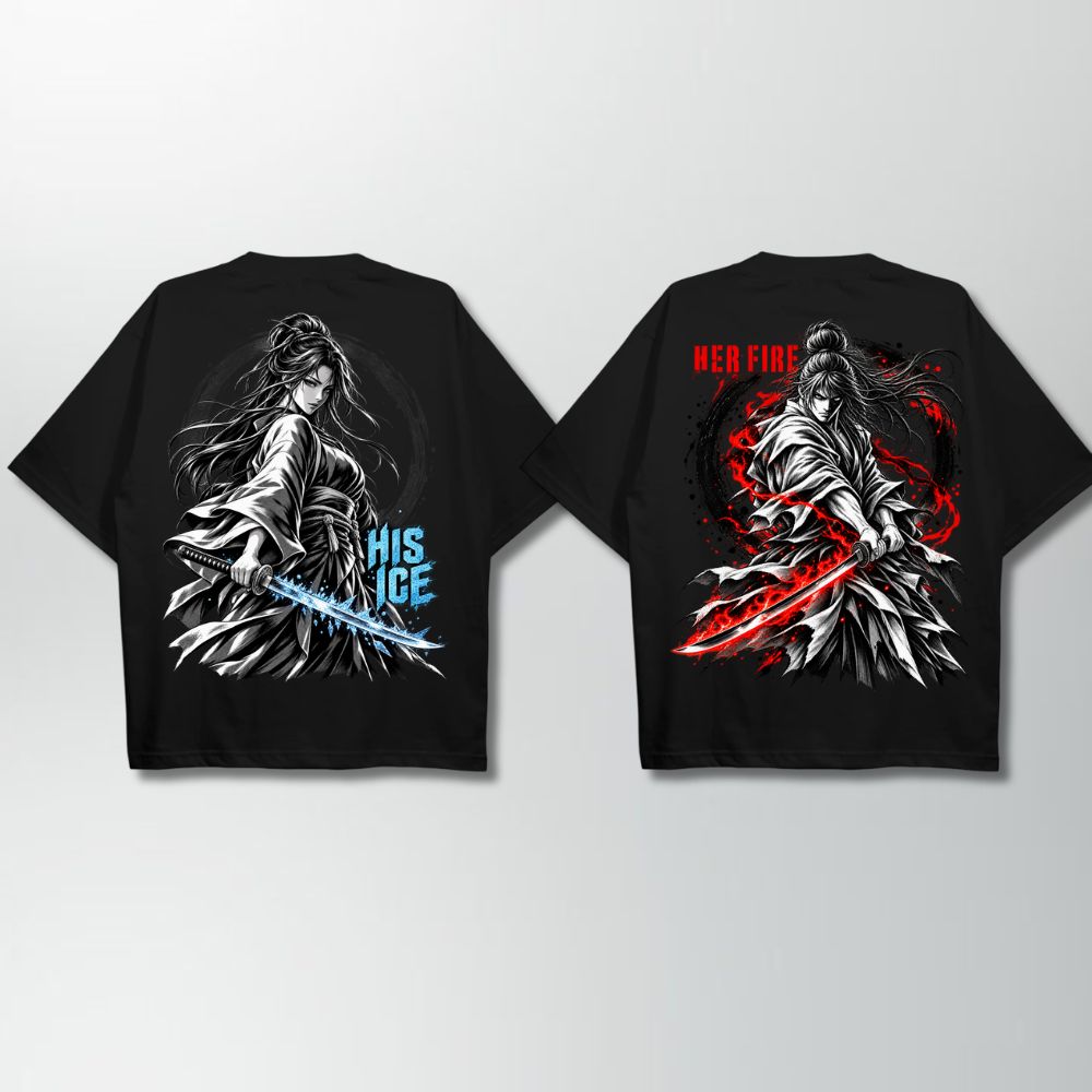 Fire & Ice Couple Oversize Shirt