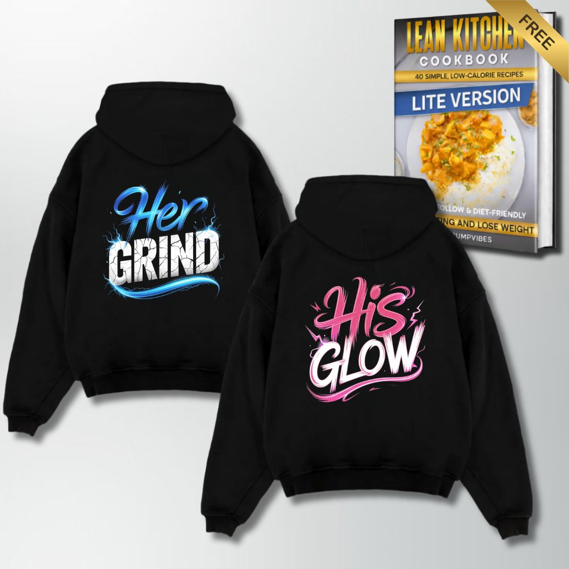 Her Grind His Glow Couple Oversize Hoodie