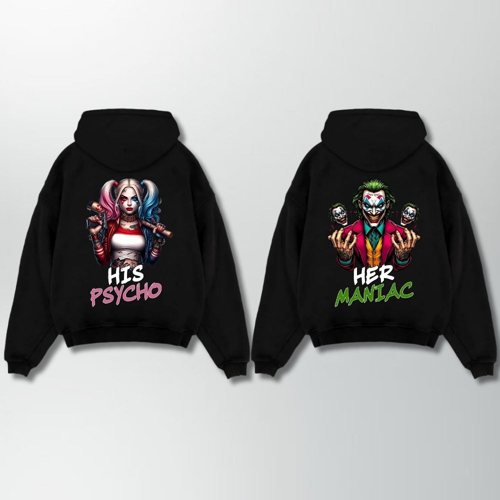 Her Maniac His Psycho Couple Oversize Hoodie
