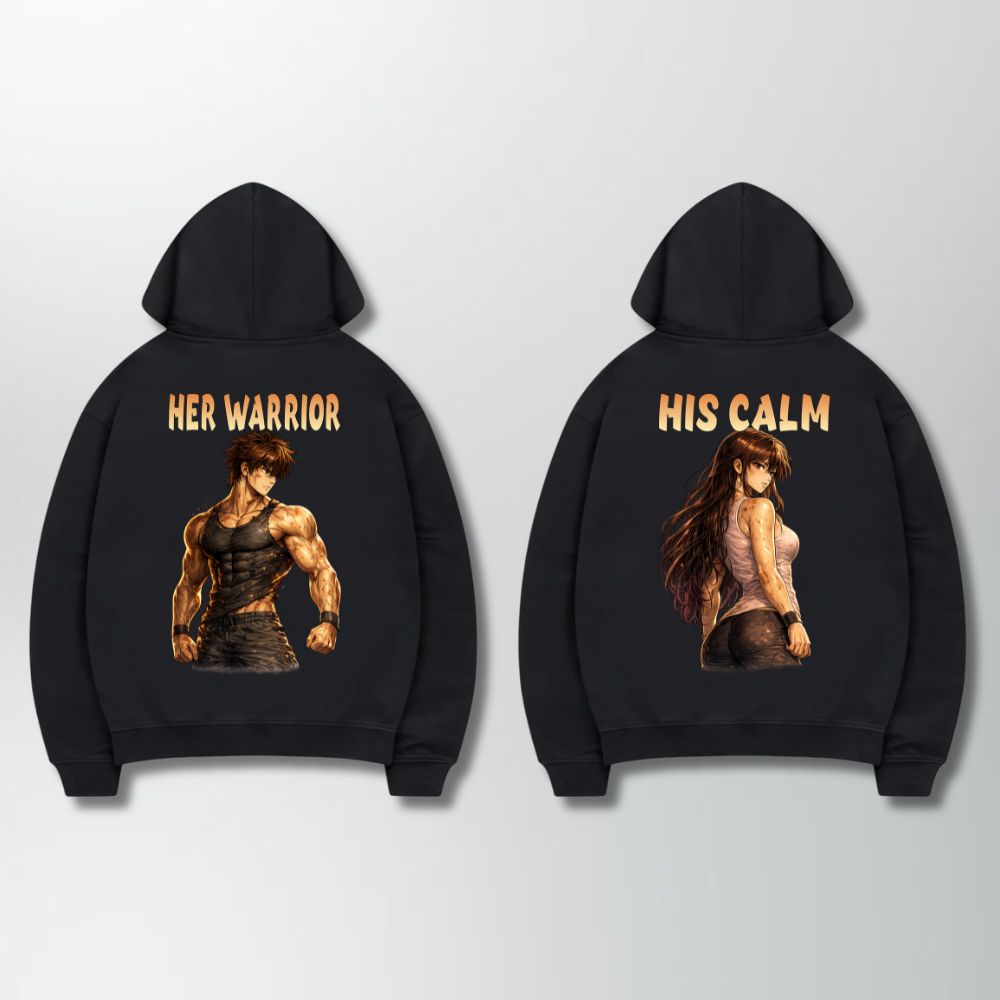 Her Warrior His Calm Couple Hoodie