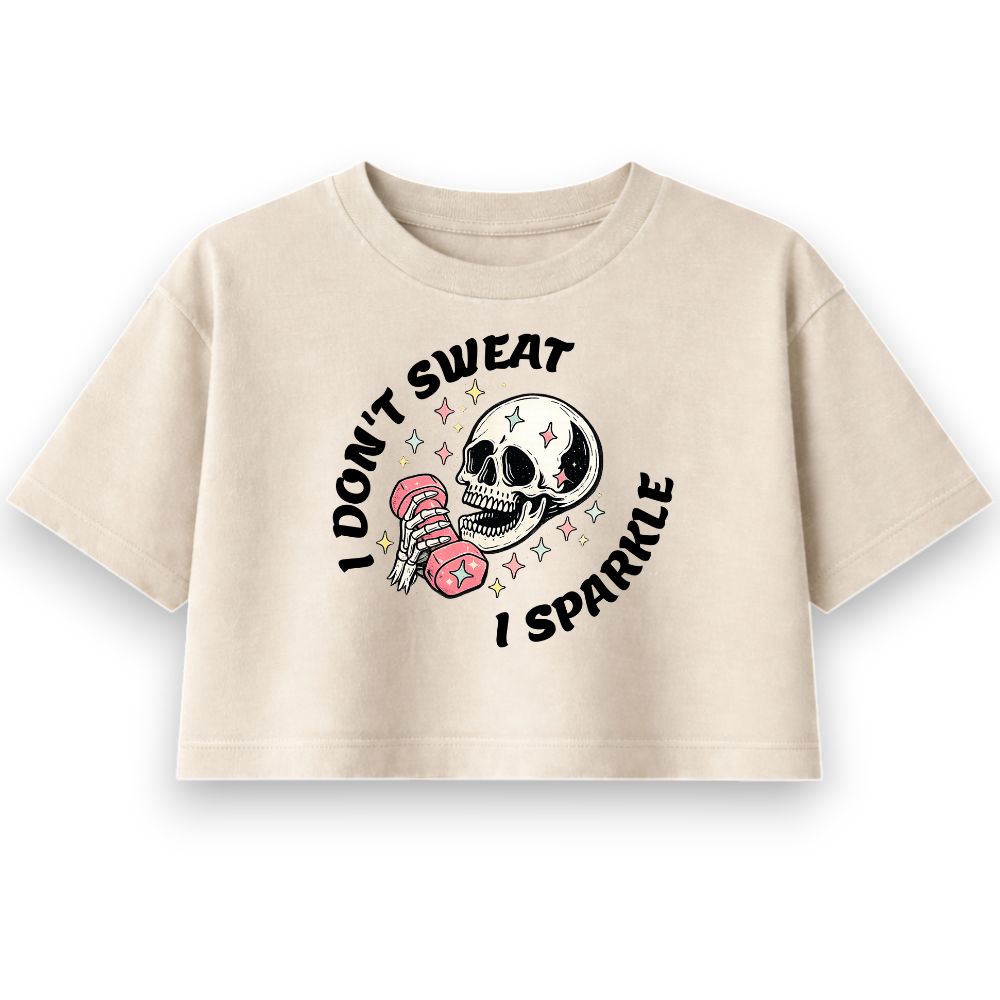 I Don't Sweat I Sparkle Oversize Crop Top