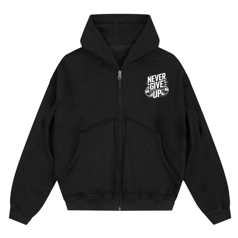 Never Give Up Oversize Zipper Hoodie