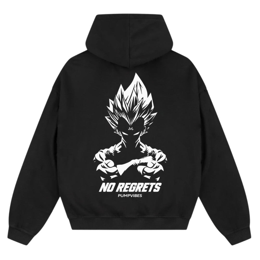 No Regrets Oversize Zipper Hoodie Schwarz Backprint