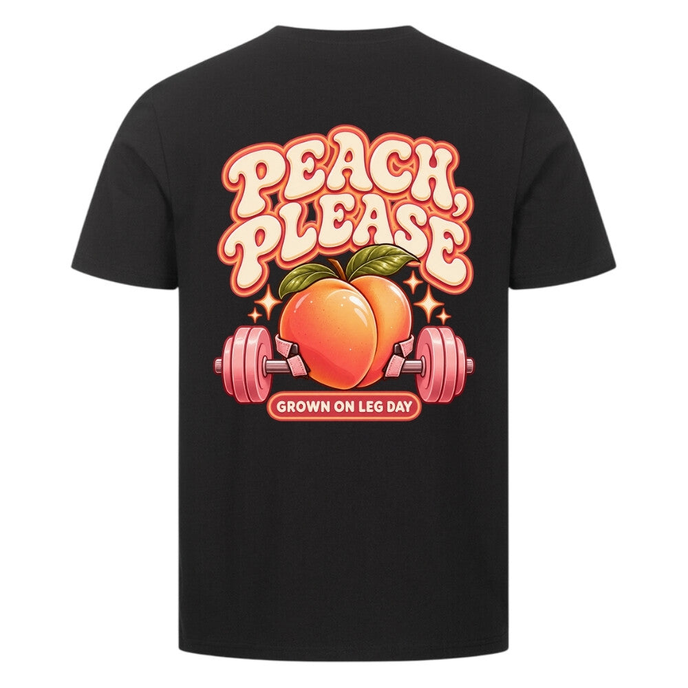 Peach Please Premium Shirt Schwarz Backprint