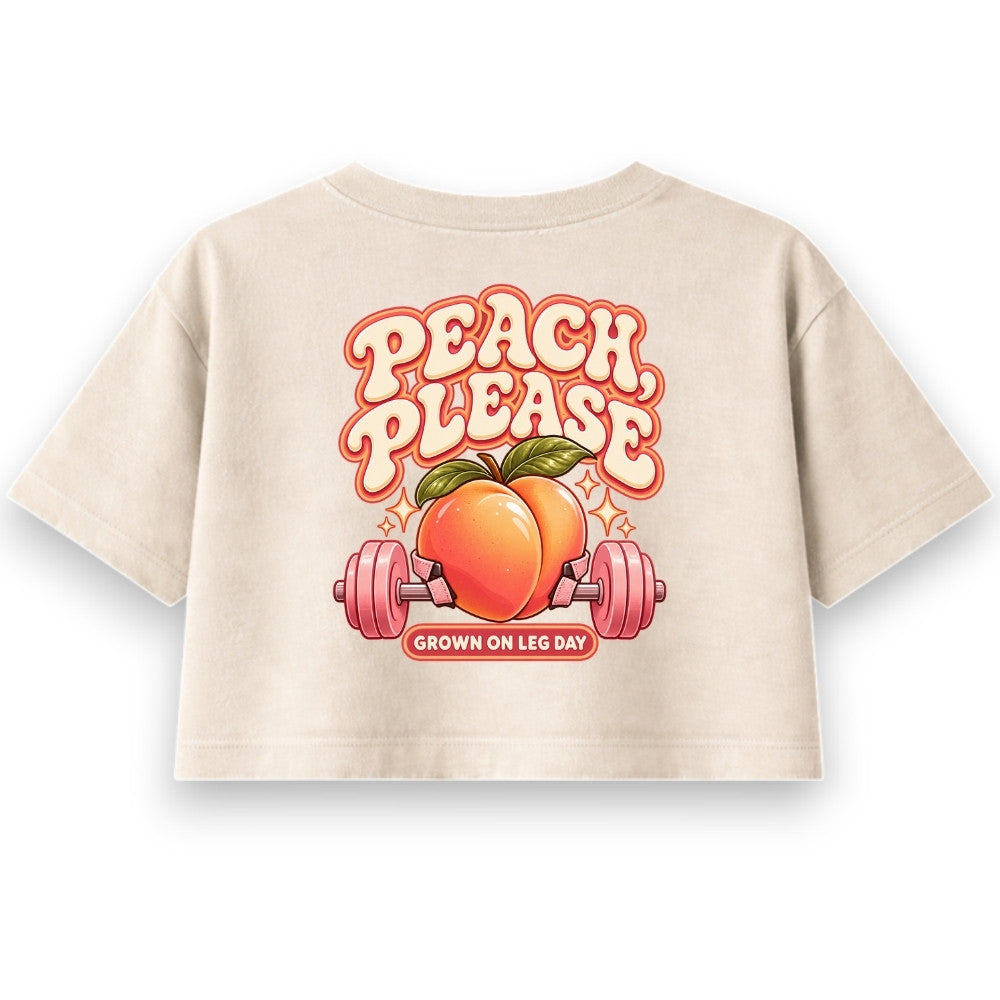 Peach Please Oversize Crop Top Sand Backprint