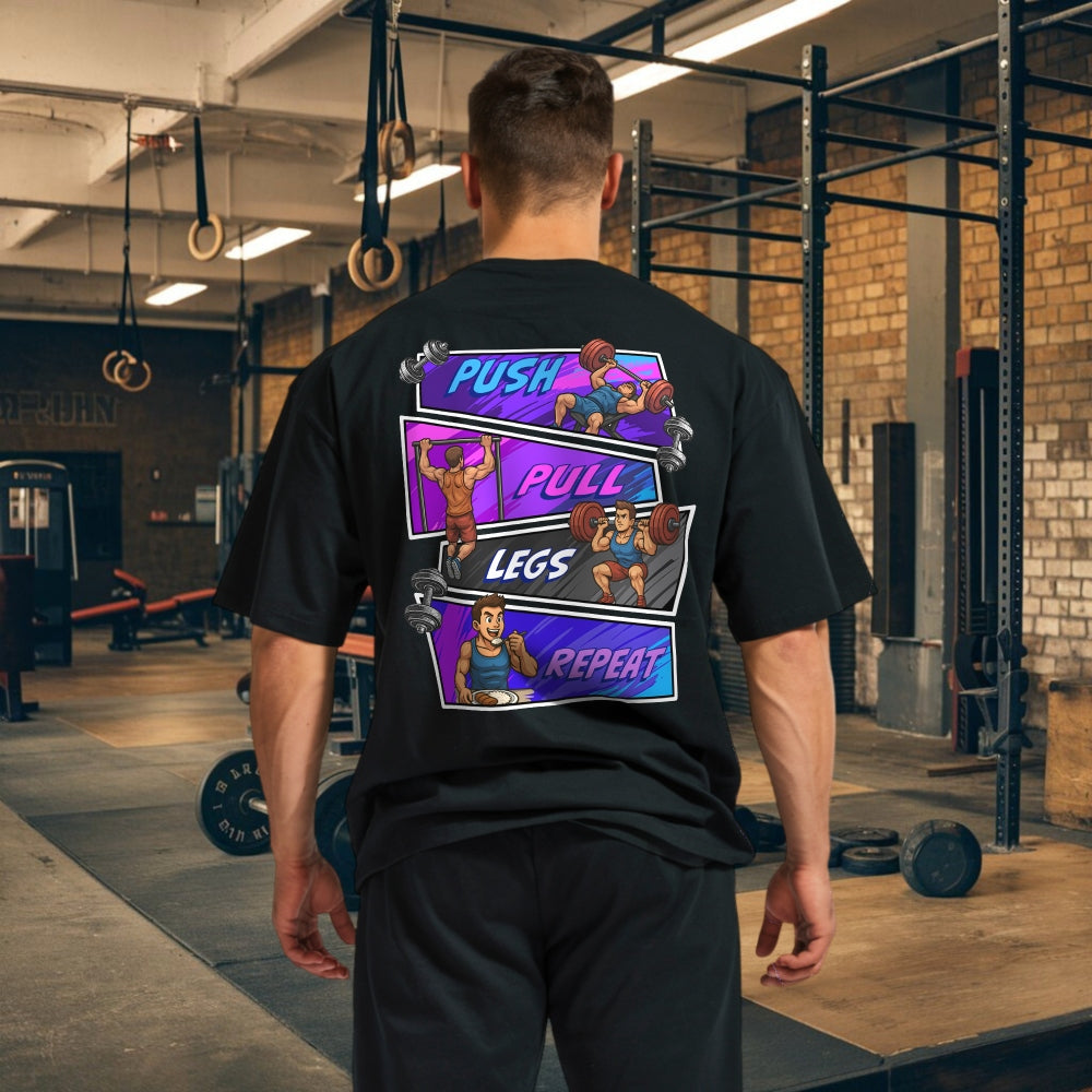 Push Pull Legs Repeat Oversize Shirt