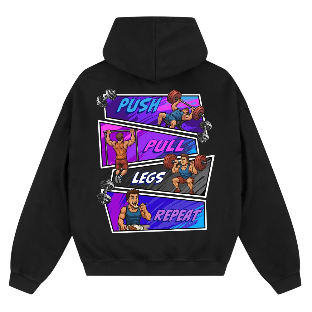 Push Pull Legs Repeat Oversize Zipper Hoodie