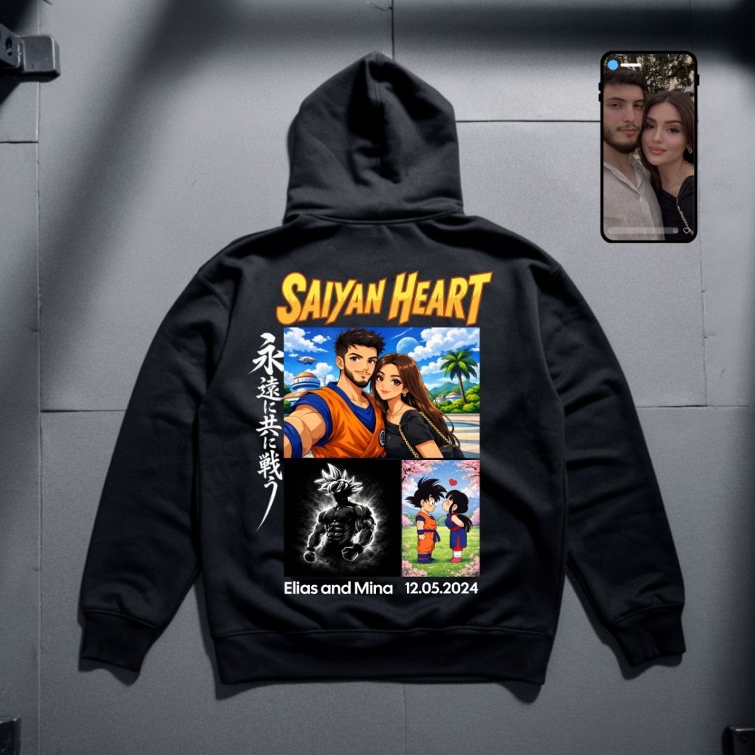 Saiyan Heart Hoodie Personalisiert