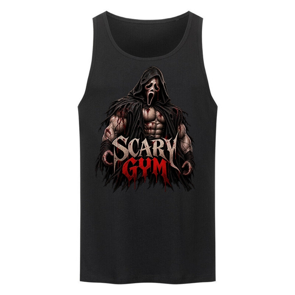 SCARY GYM Herren Tank Top Schwarz Frontprint
