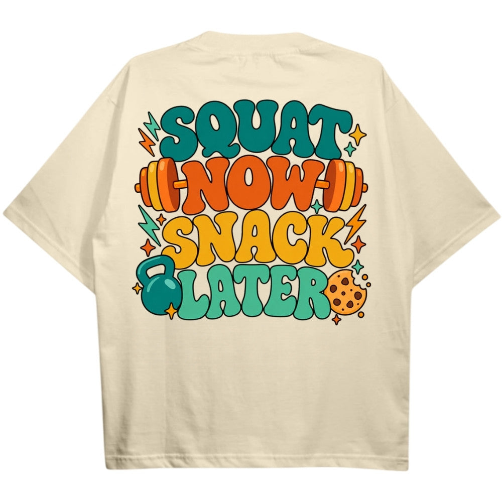 Squat Now Snack Later Oversize Shirt Cream