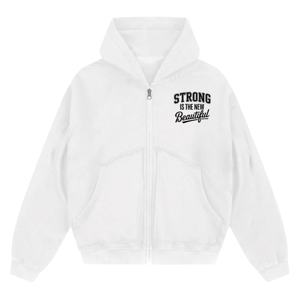 Strong Is The New Beautiful Oversize Zipper Hoodie