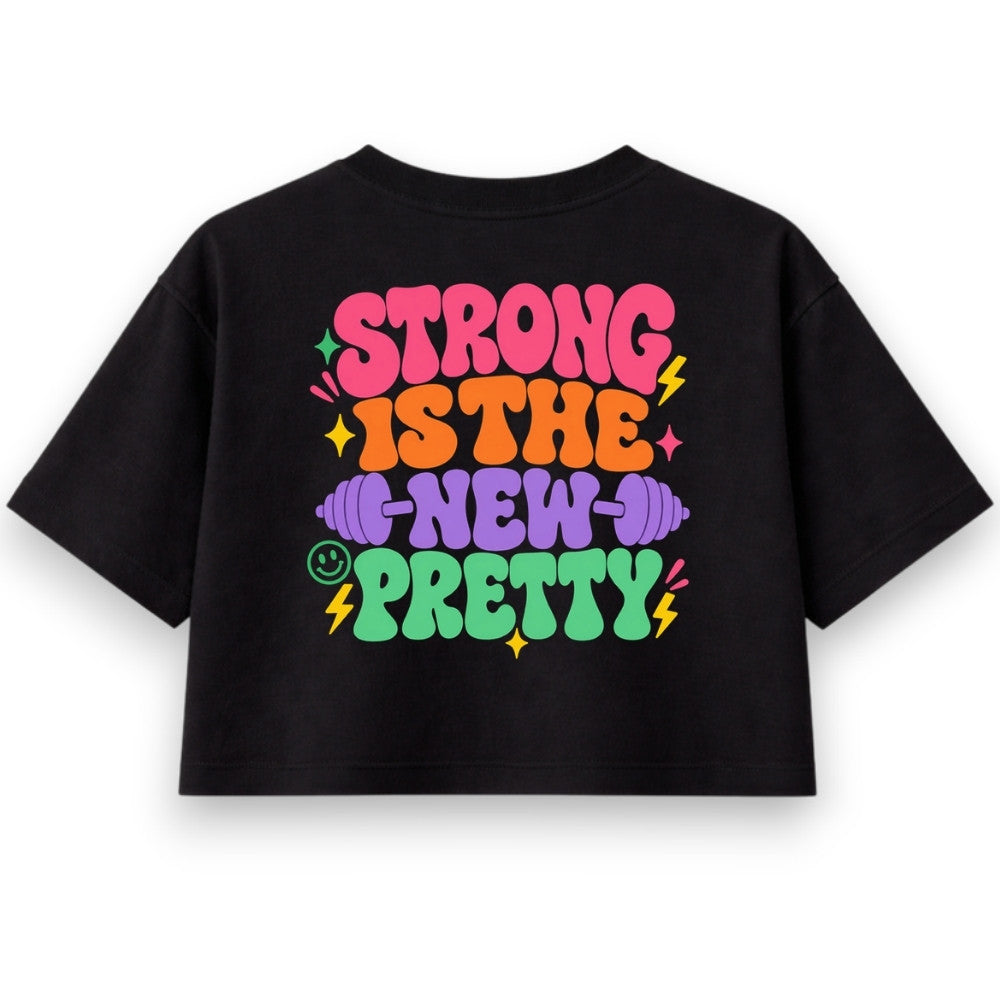 Strong Is The New Pretty Oversize Crop Top Schwarz