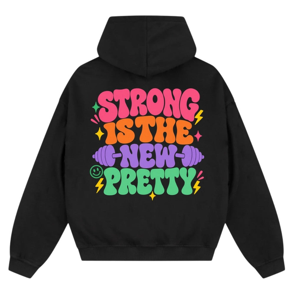 Strong Is The New Pretty Oversize Zipper Hoodie Schwarz