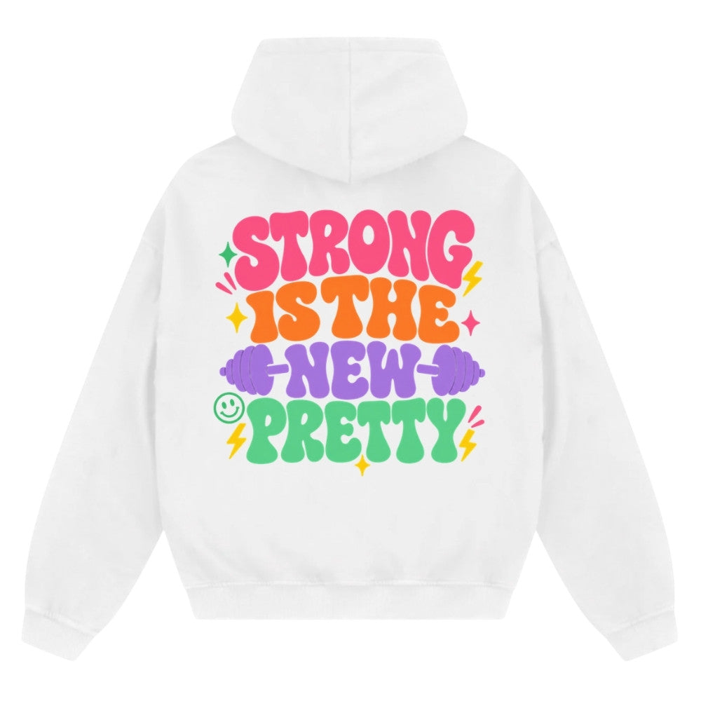 Strong Is The New Pretty Oversize Zipper Hoodie Weiß